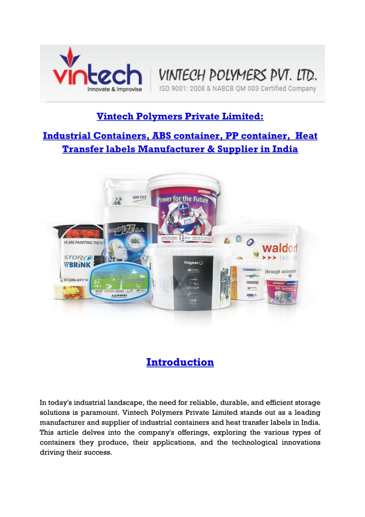 vintech polymers private limited