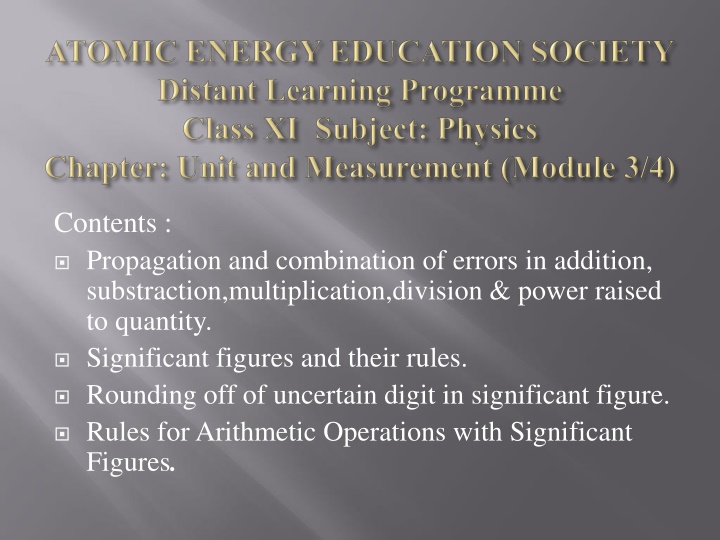 contents propagation and combination of errors