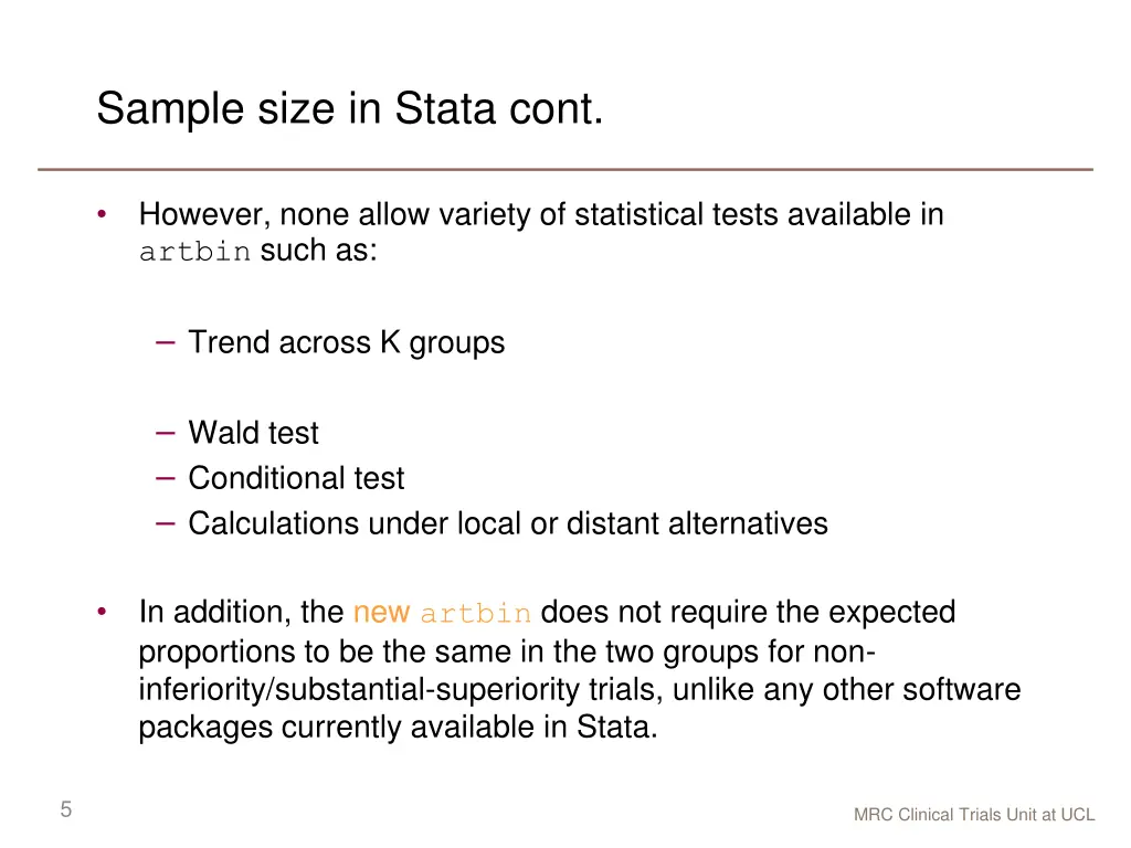 sample size in stata cont