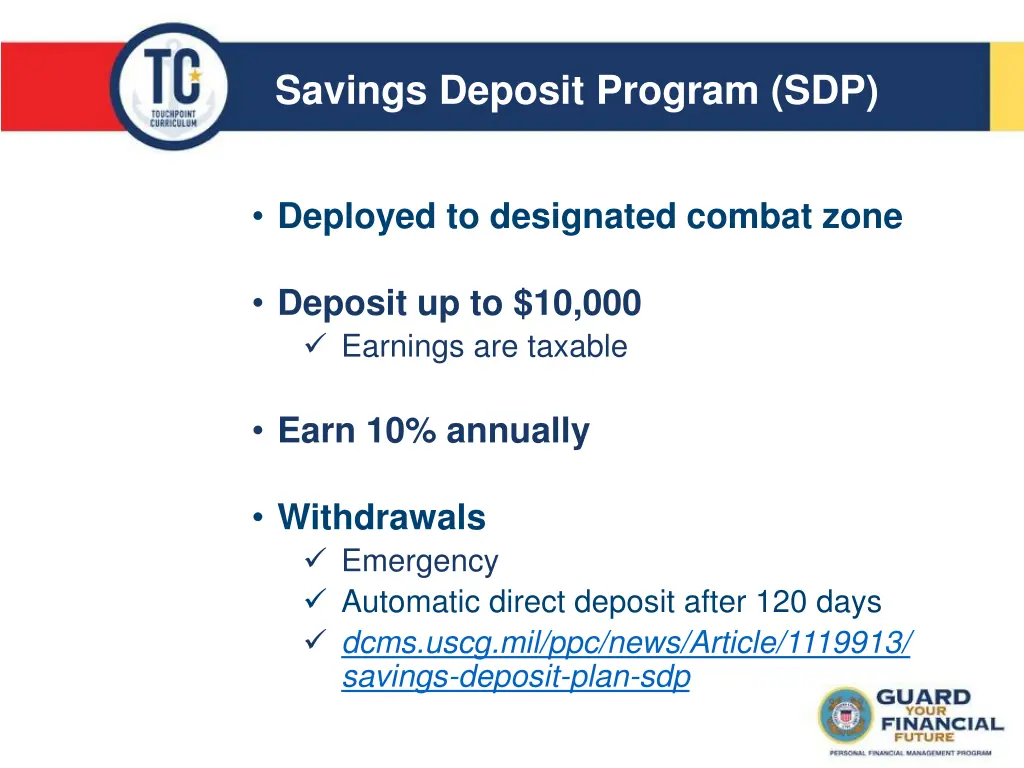 savings deposit program sdp