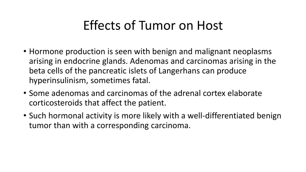 effects of tumor on host 1