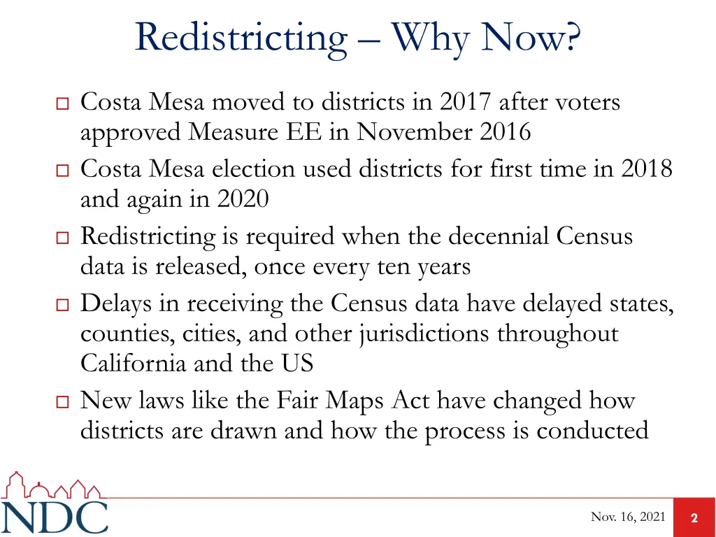 redistricting why now