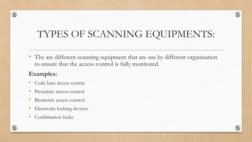 types of scanning equipments