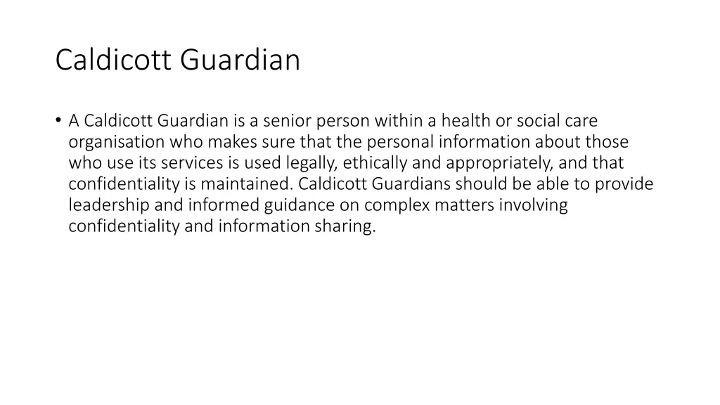 caldicott guardian