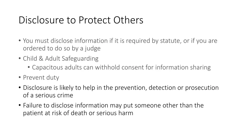 disclosure to protect others