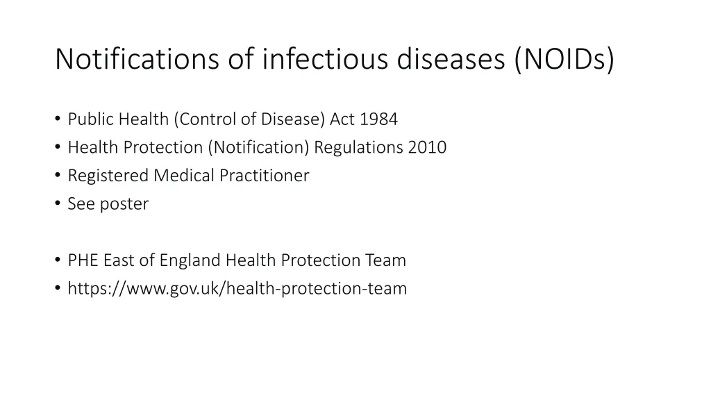 notifications of infectious diseases noids