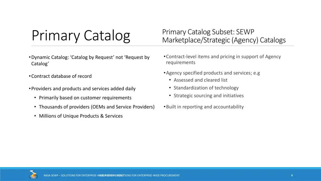 primary catalog subset sewp marketplace strategic