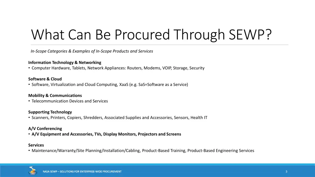 what can be procured through sewp