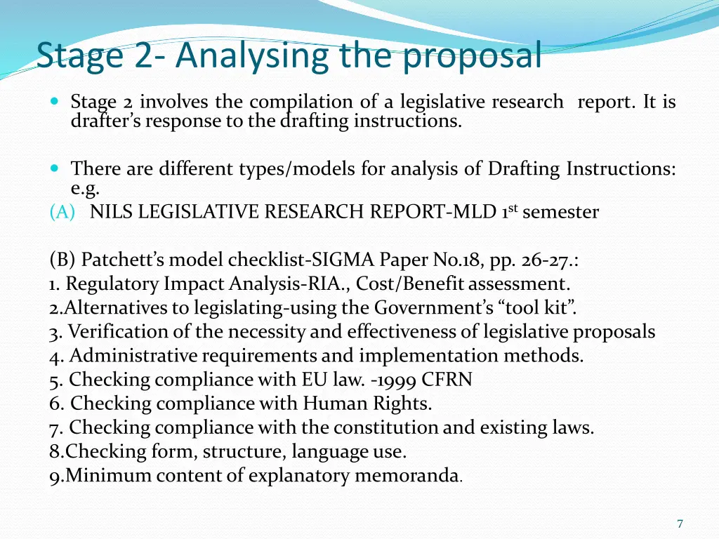 stage 2 analysing the proposal