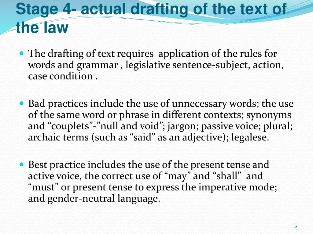 stage 4 actual drafting of the text of the law