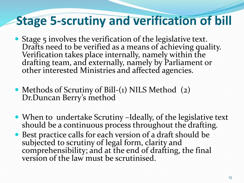 stage 5 scrutiny and verification of bill