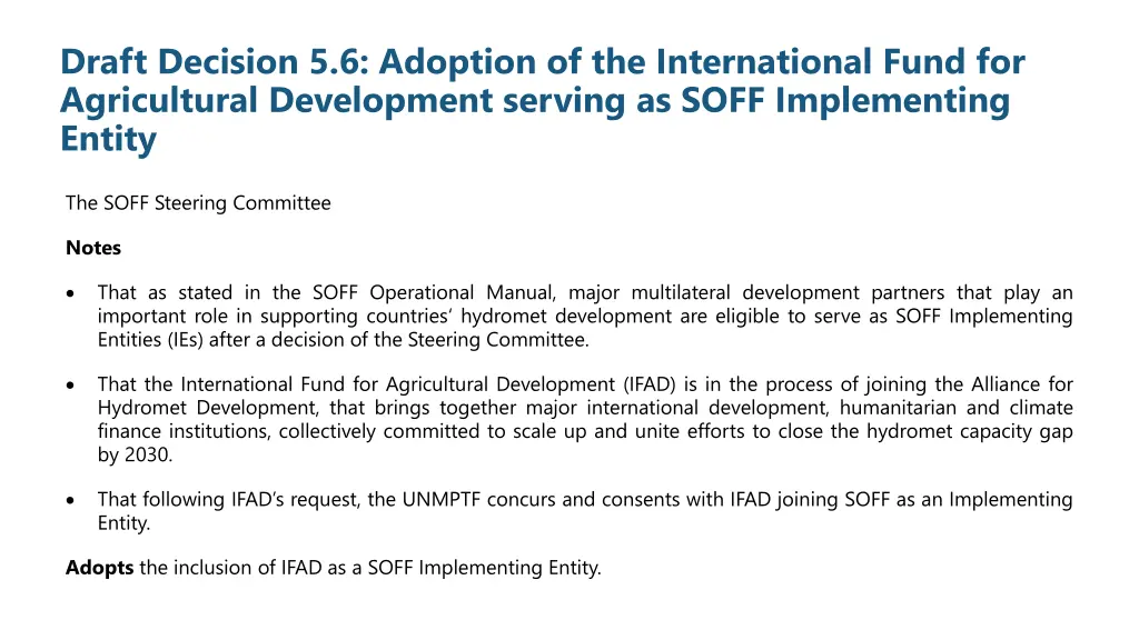 draft decision 5 6 adoption of the international