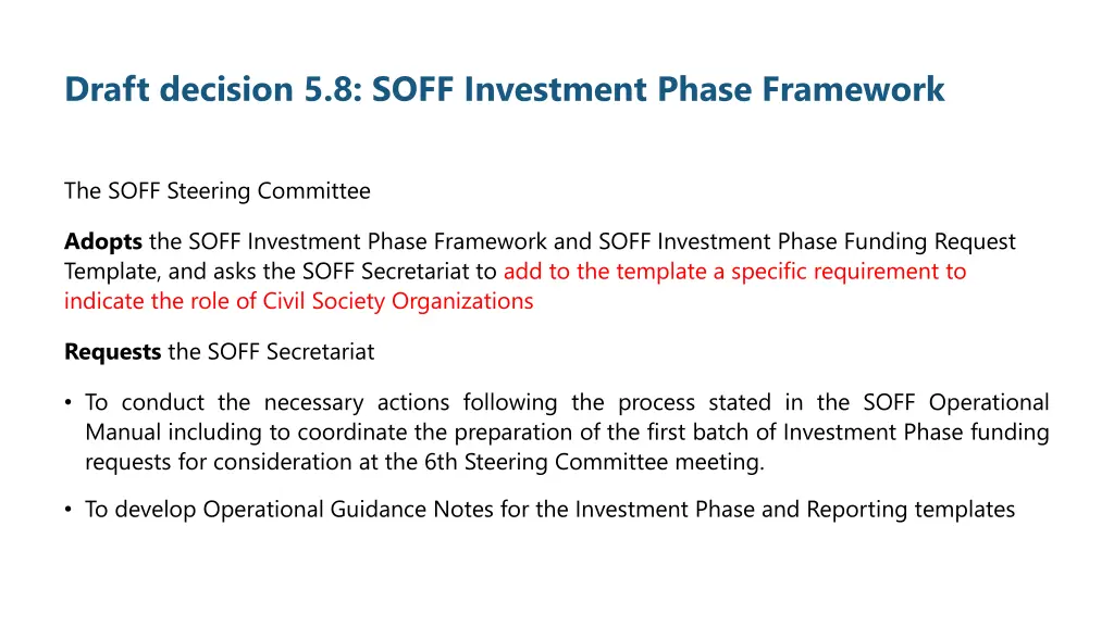 draft decision 5 8 soff investment phase framework