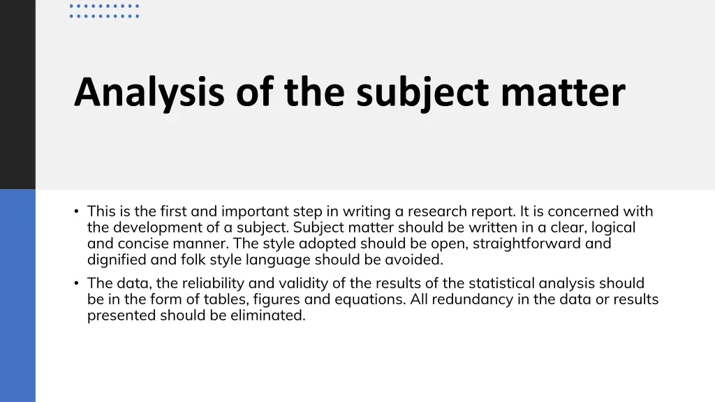 analysis of the subject matter