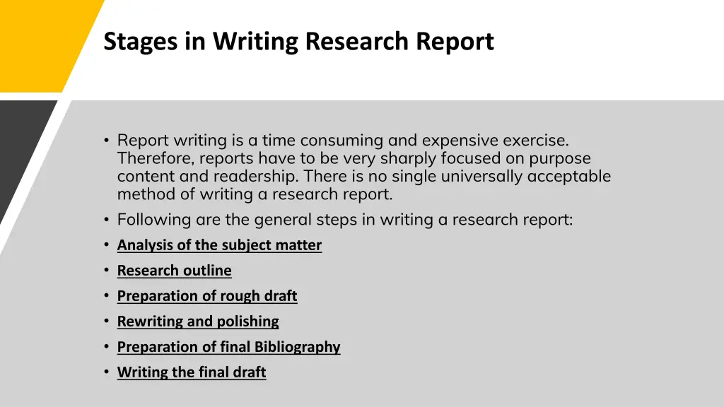 stages in writing research report