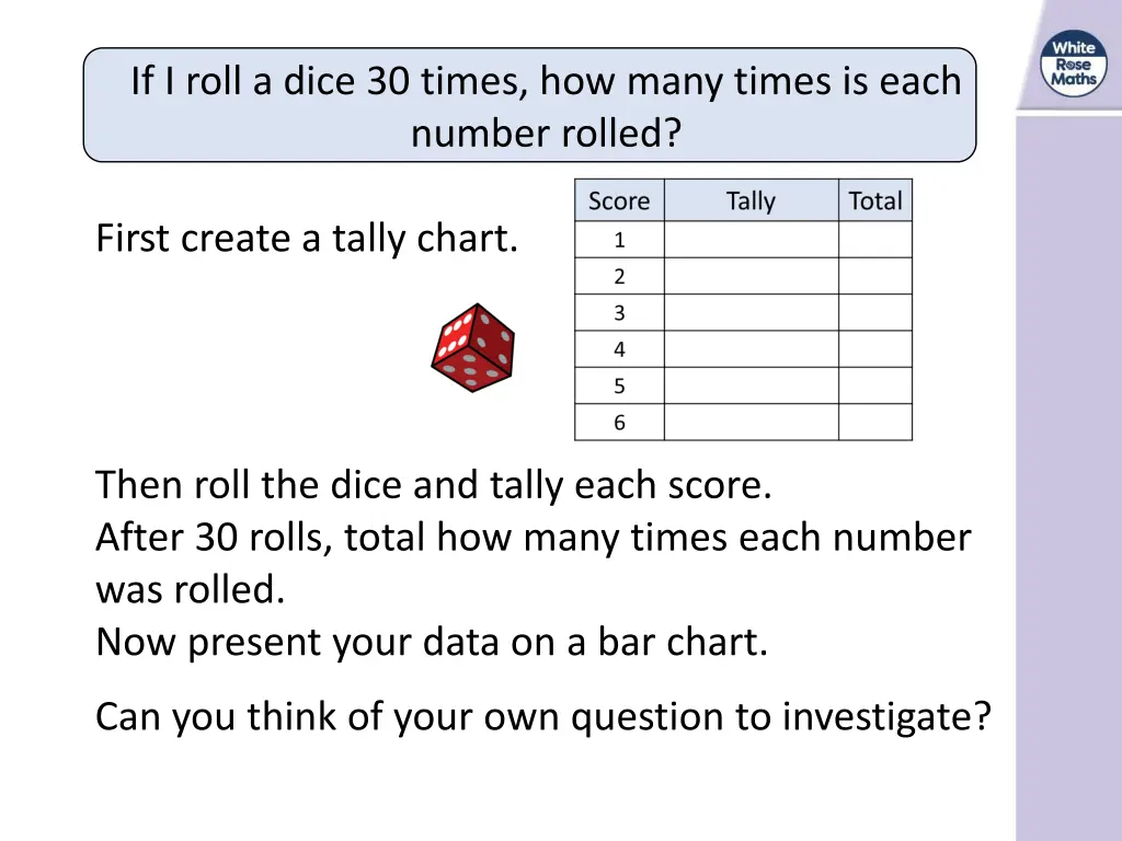 if i roll a dice 30 times how many times is each