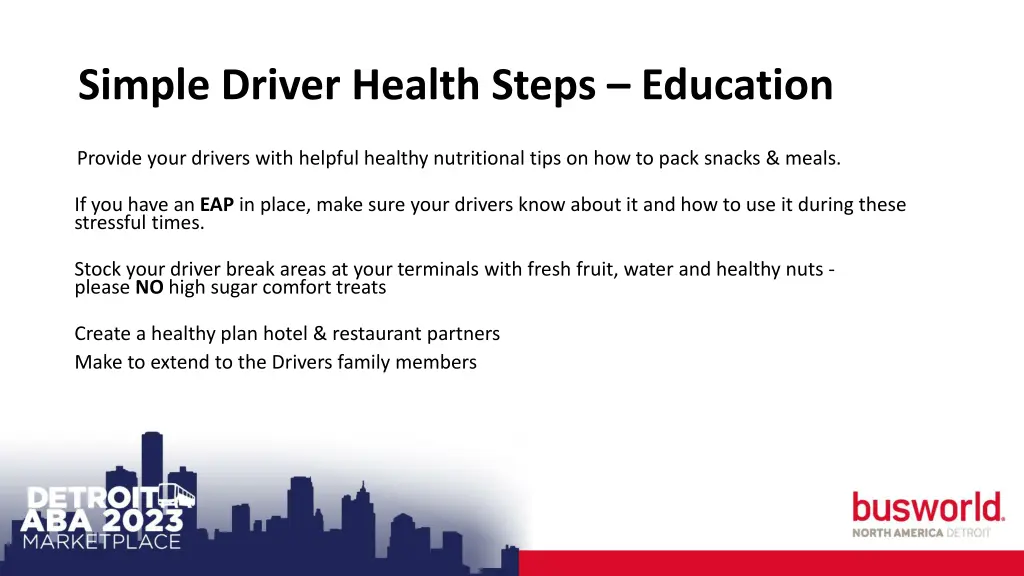 simple driver health steps education