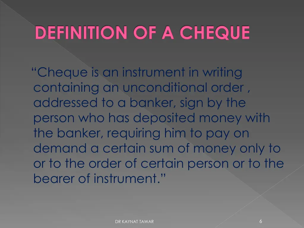 definition of a cheque