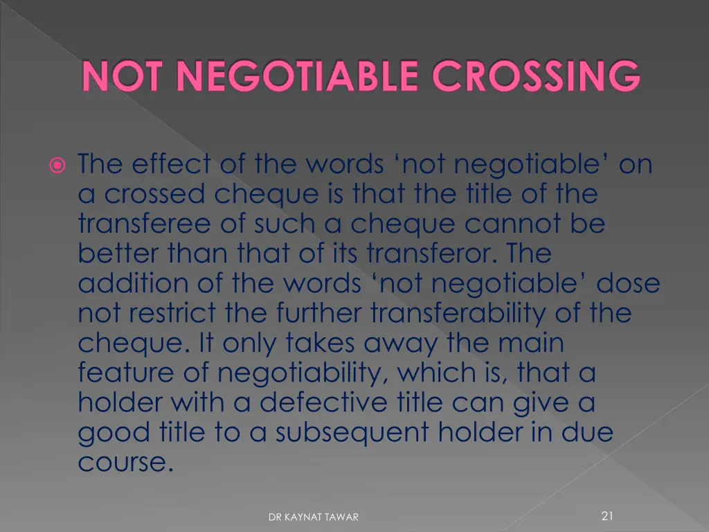 not negotiable crossing