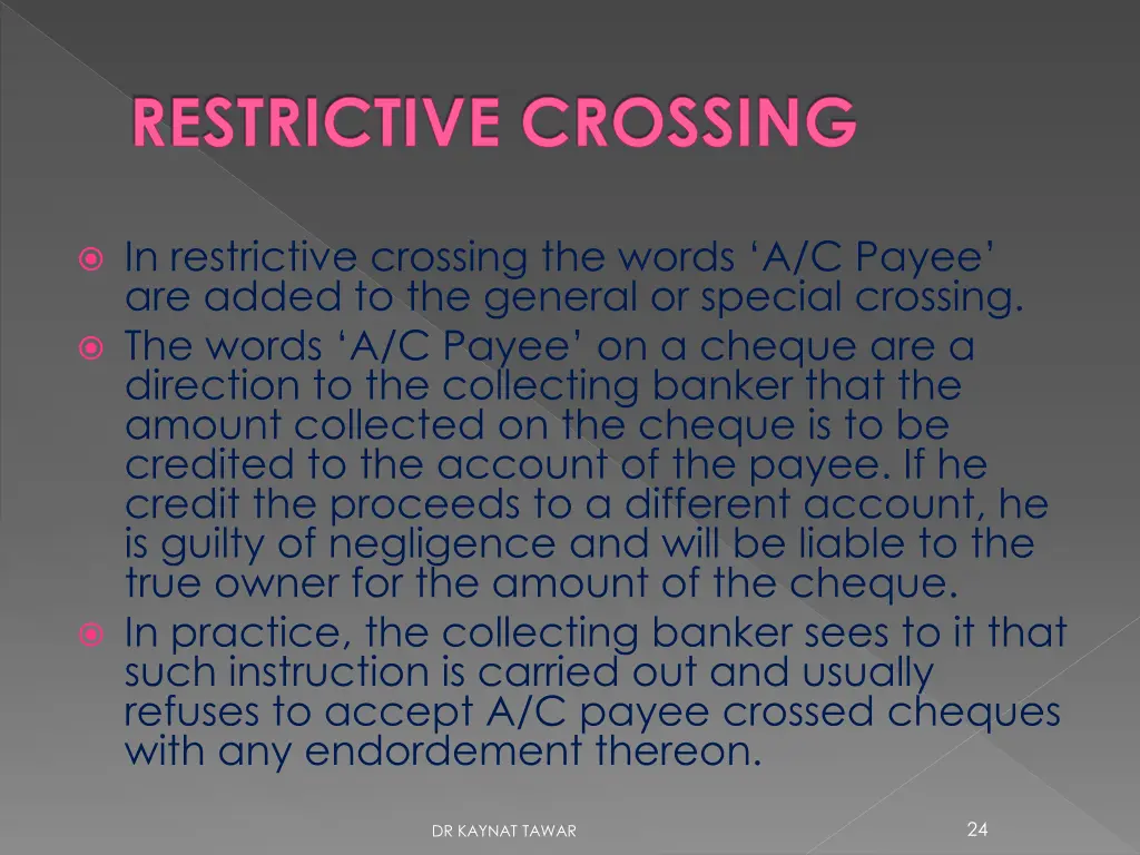 restrictive crossing