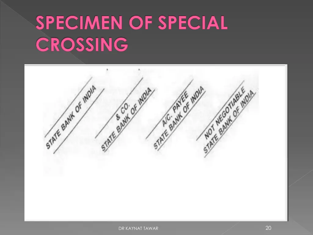 specimen of special crossing