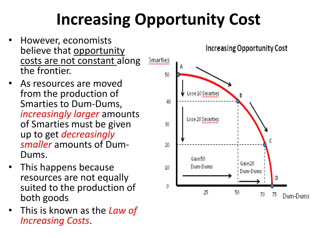 increasing opportunity cost however economists