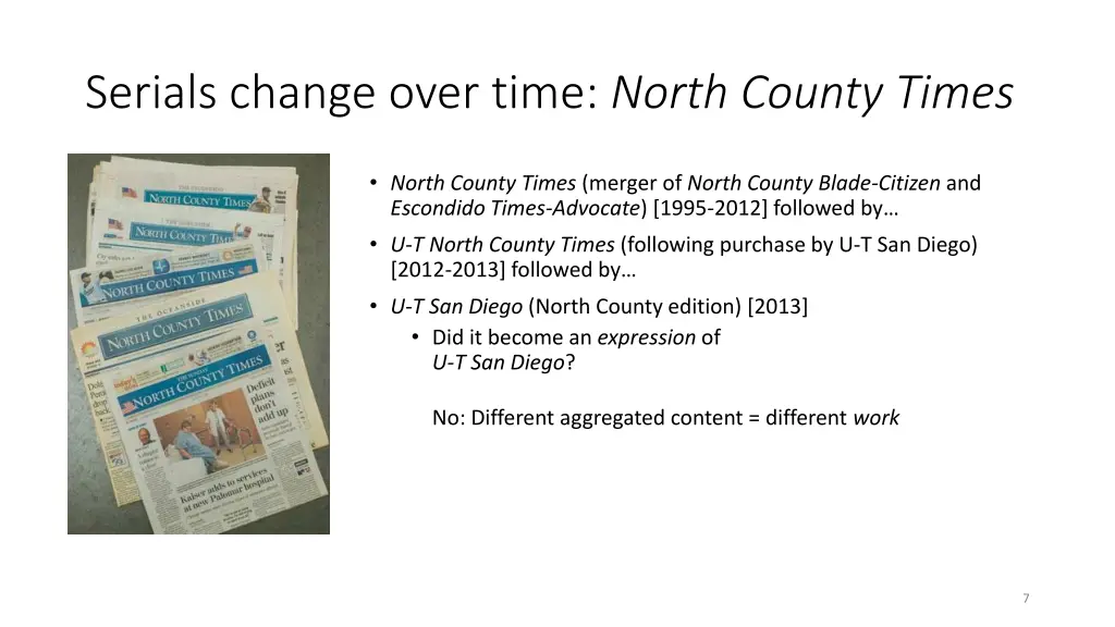 serials change over time north county times