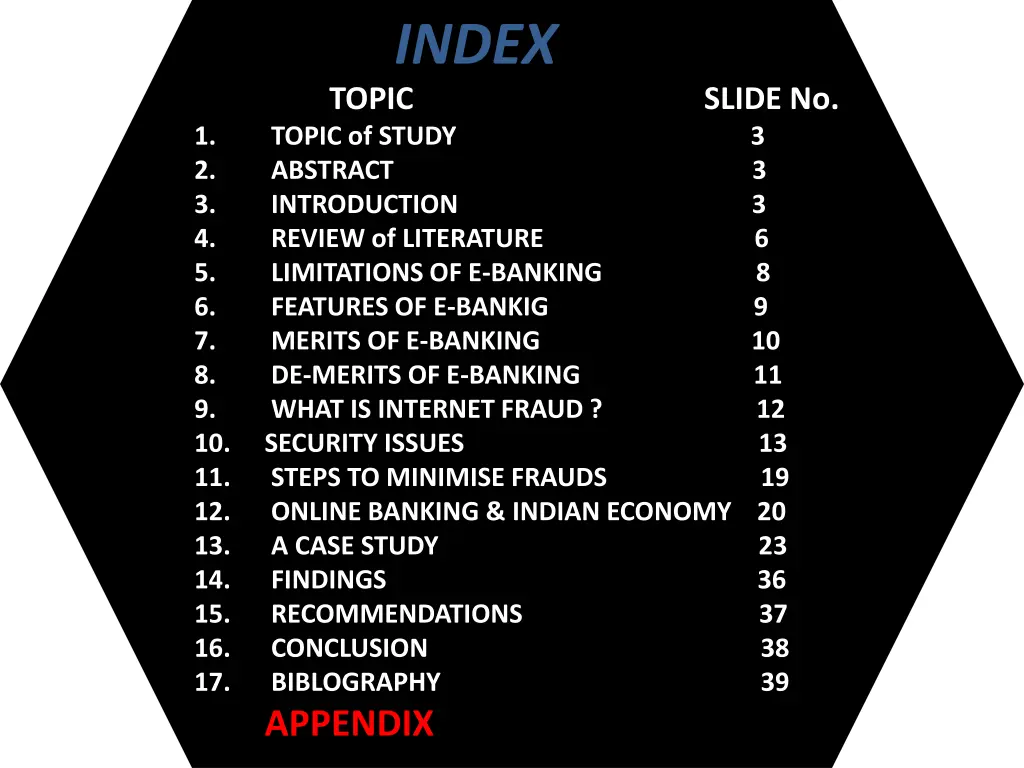 index topic slide no 1 topic of study