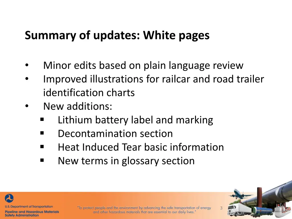 summary of updates white pages