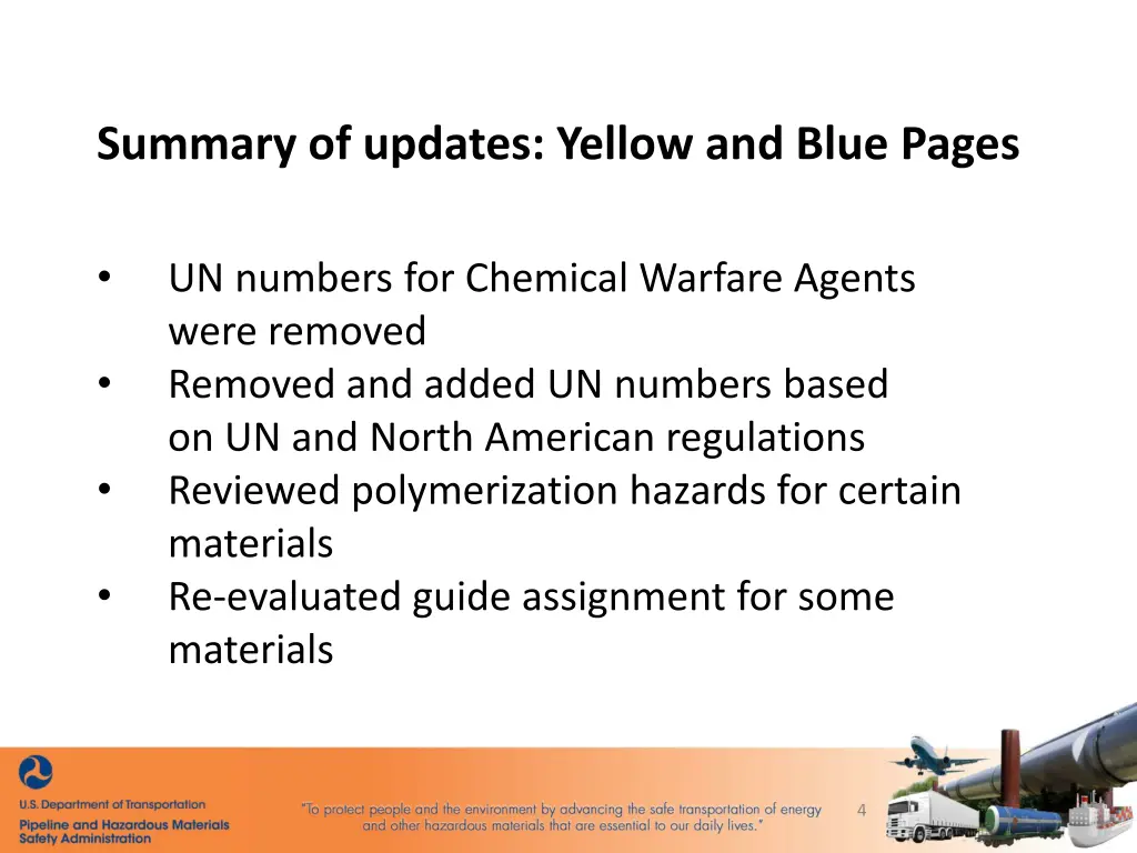 summary of updates yellow and blue pages