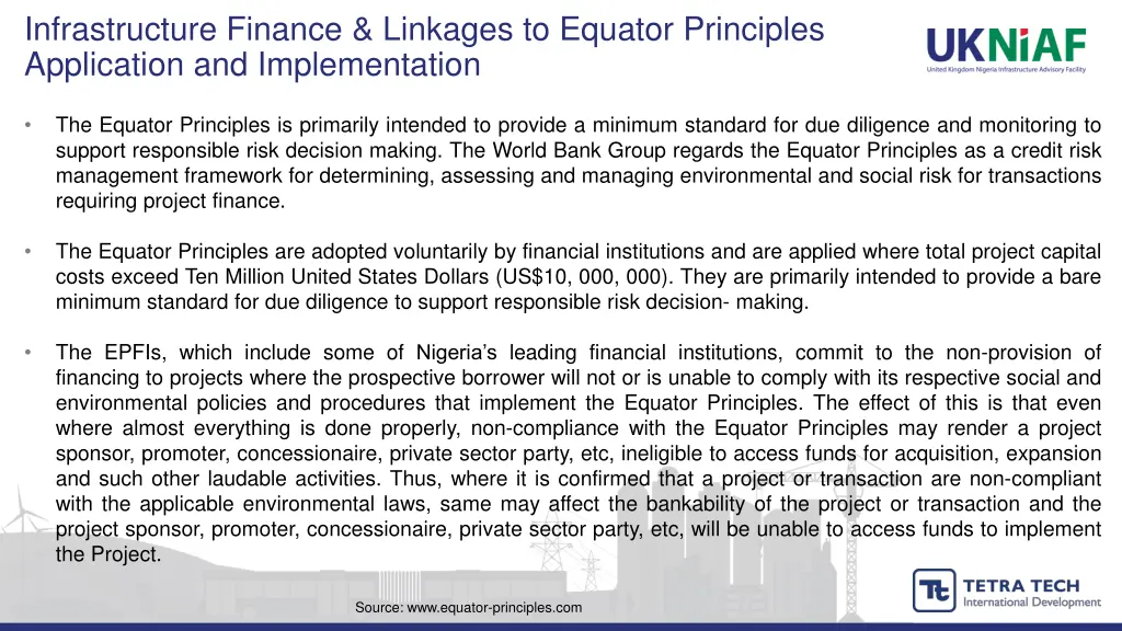 infrastructure finance linkages to equator 1