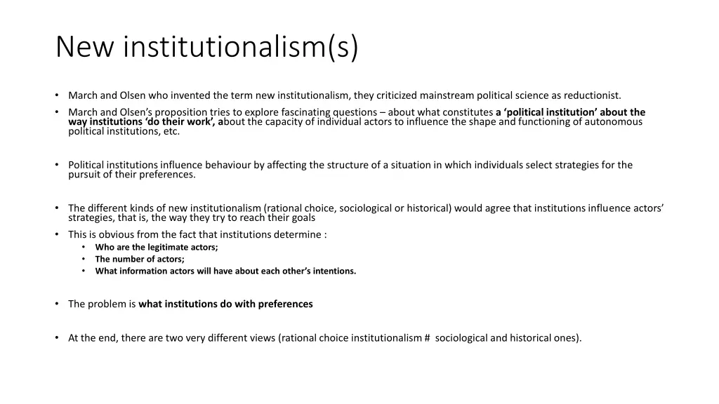 new institutionalism s 2