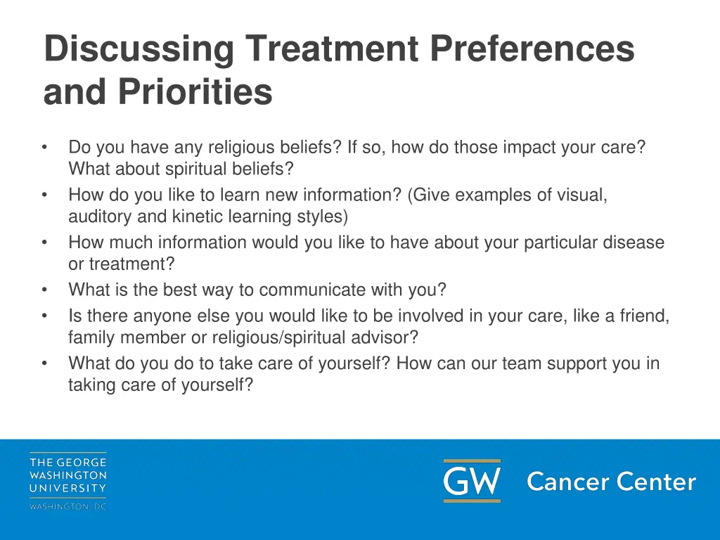 discussing treatment preferences and priorities 1