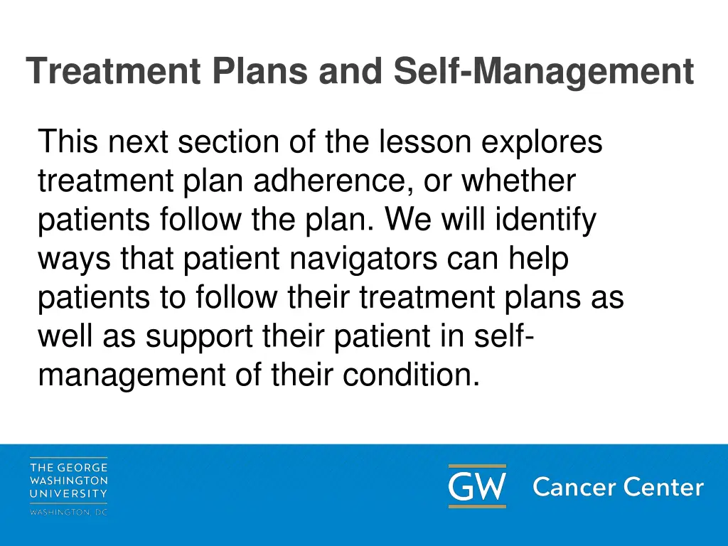 treatment plans and self management