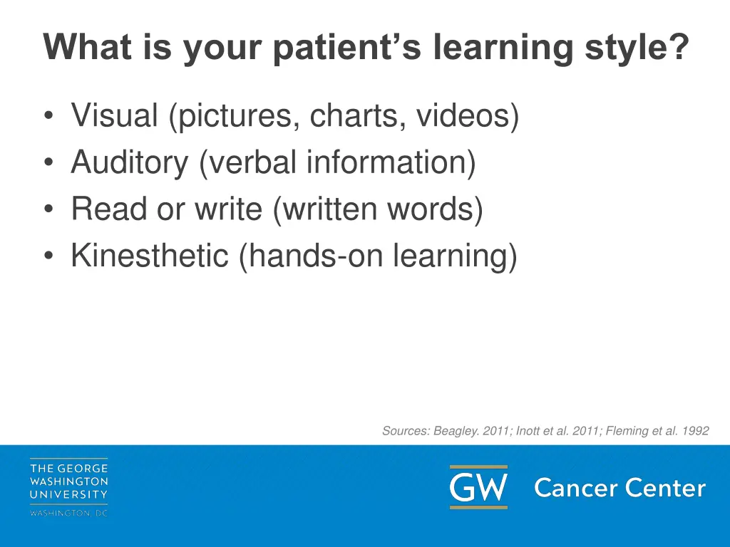 what is your patient s learning style