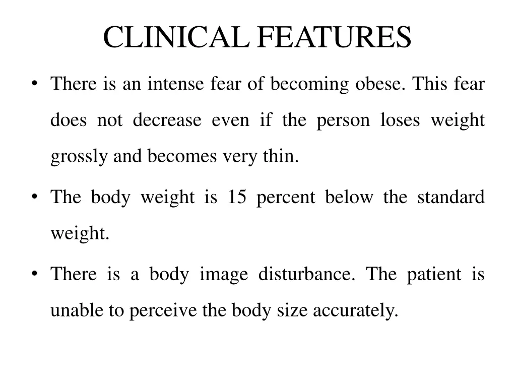 clinical features