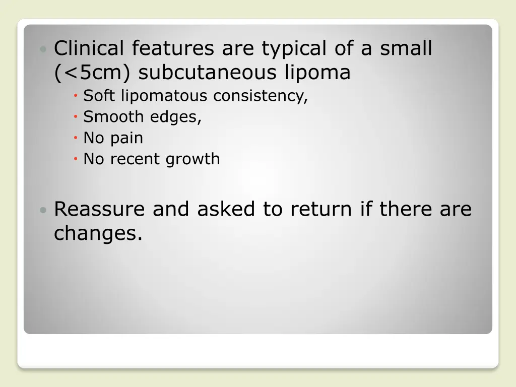 clinical features are typical of a small