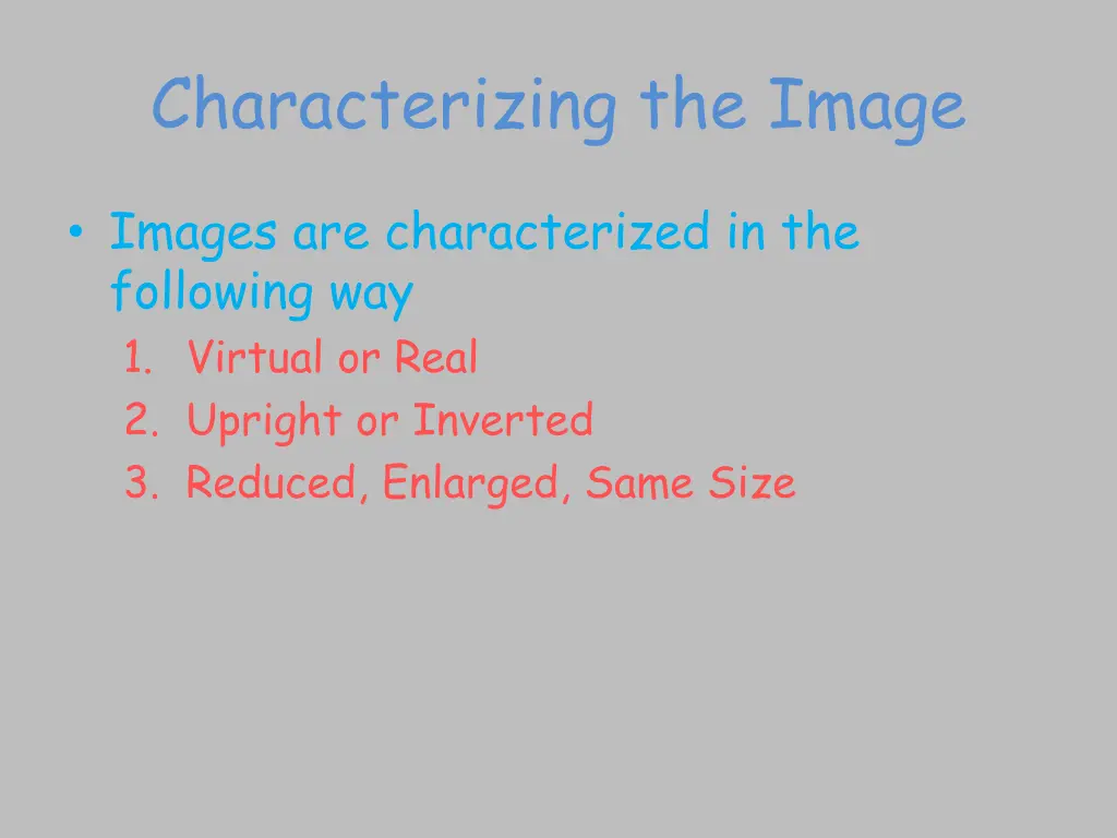 characterizing the image