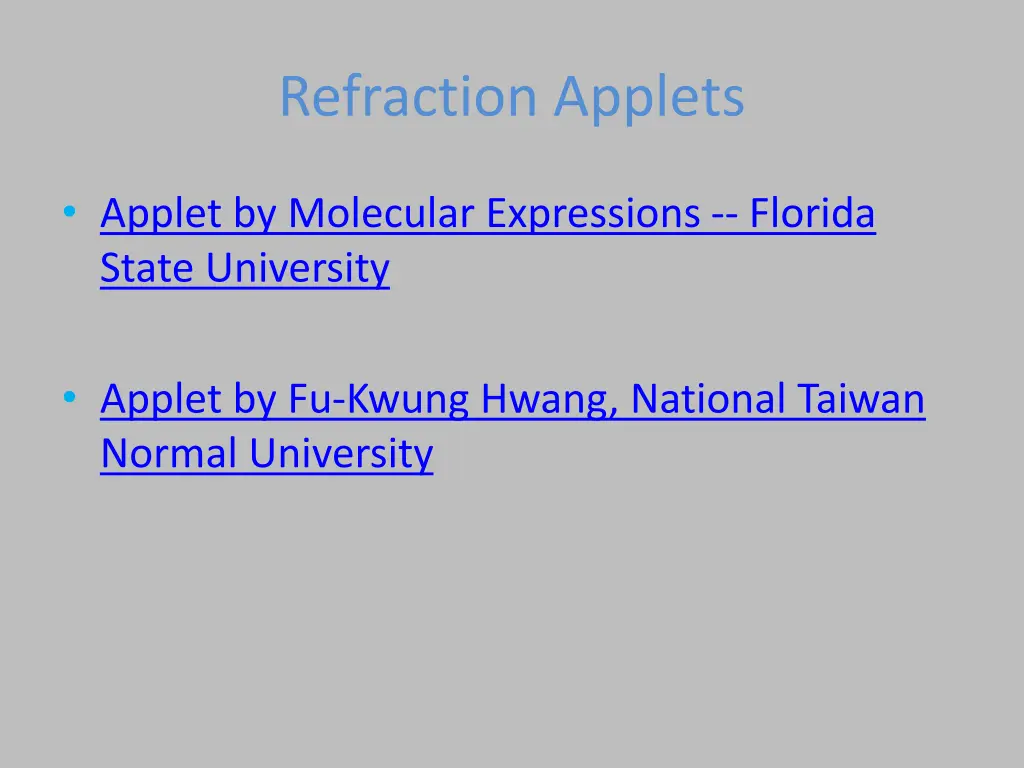 refraction applets