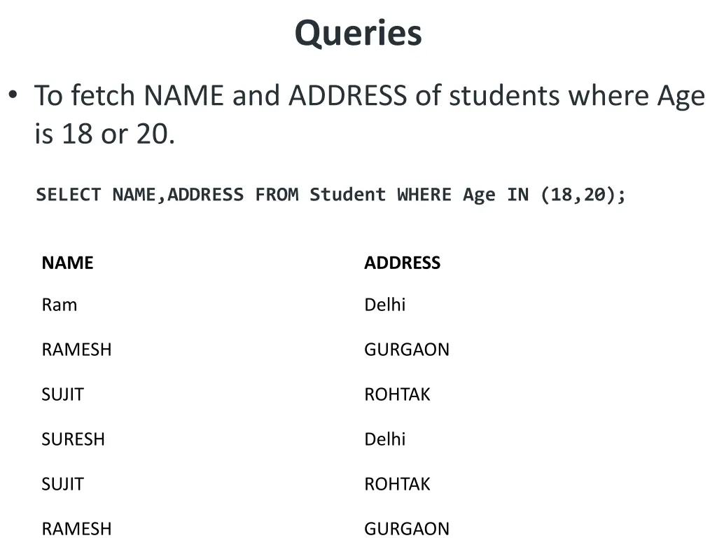 queries 1