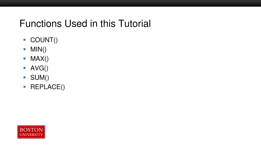 functions used in this tutorial