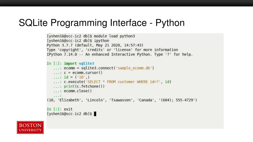 sqlite programming interface python