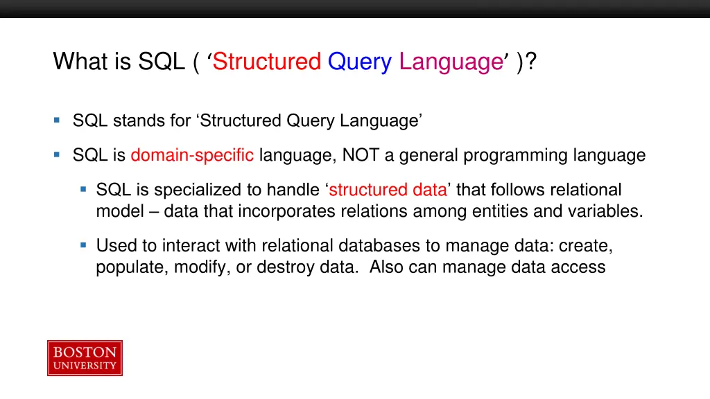 what is sql structured query language