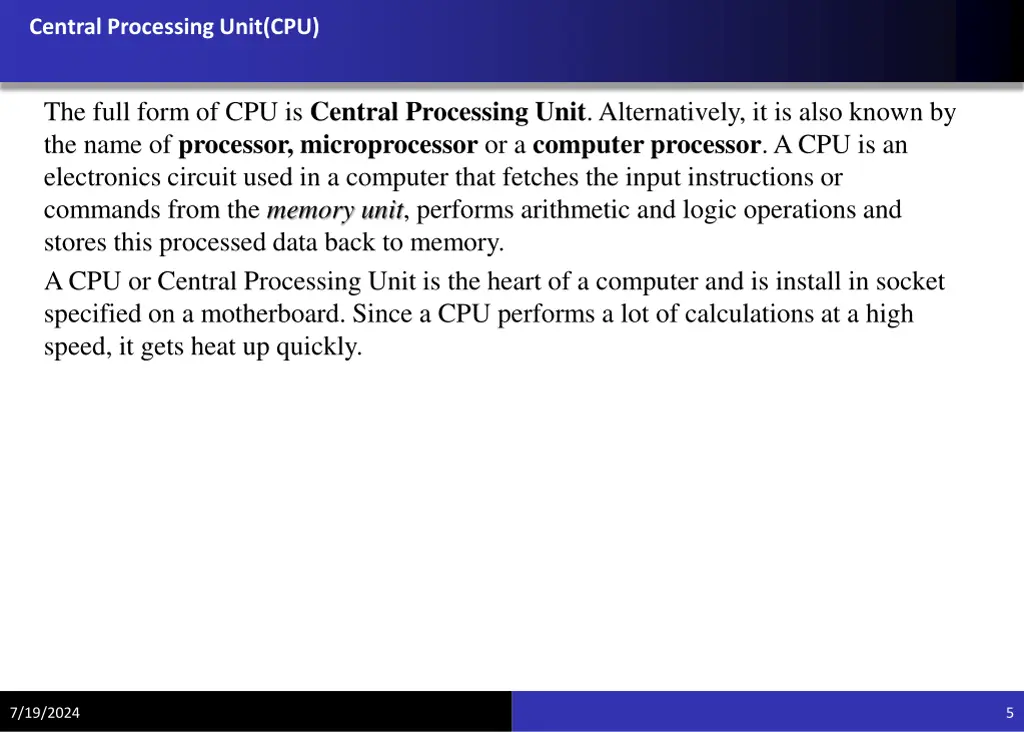 central processing unit cpu