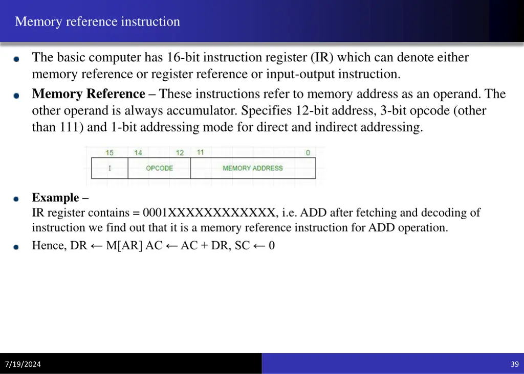 memory reference instruction