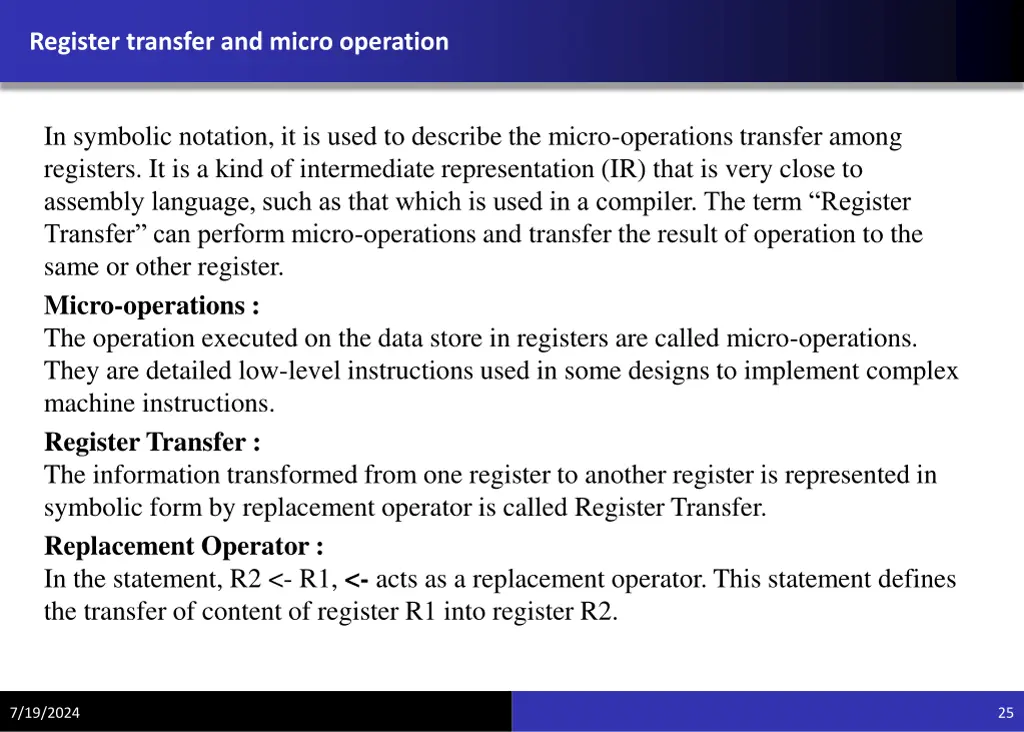 register transfer and micro operation