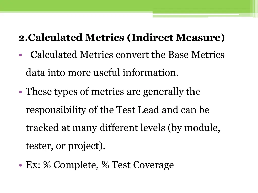 2 calculated metrics indirect measure