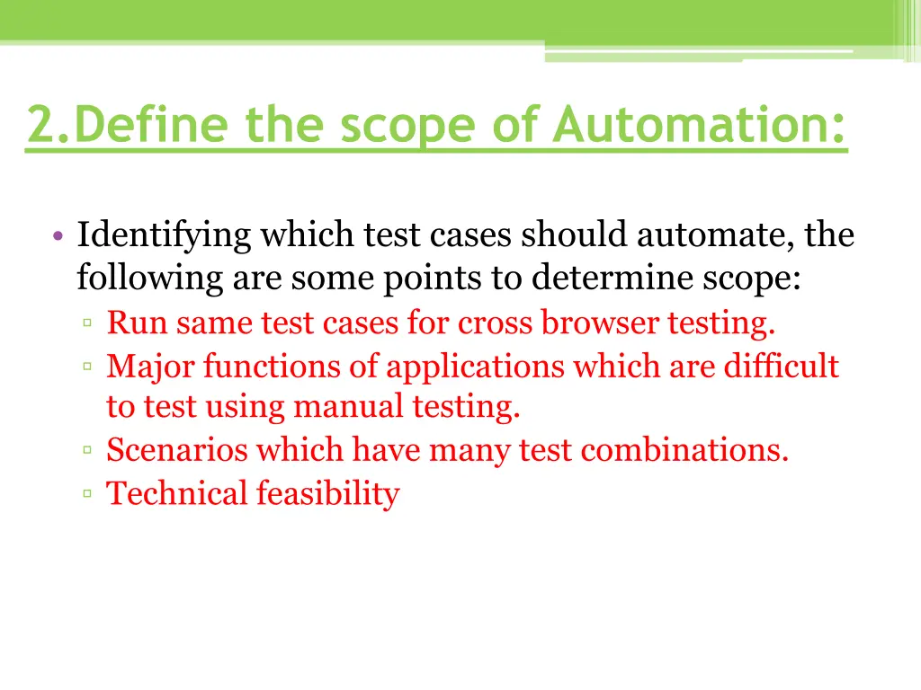 2 define the scope of automation