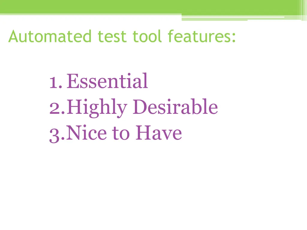 automated test tool features