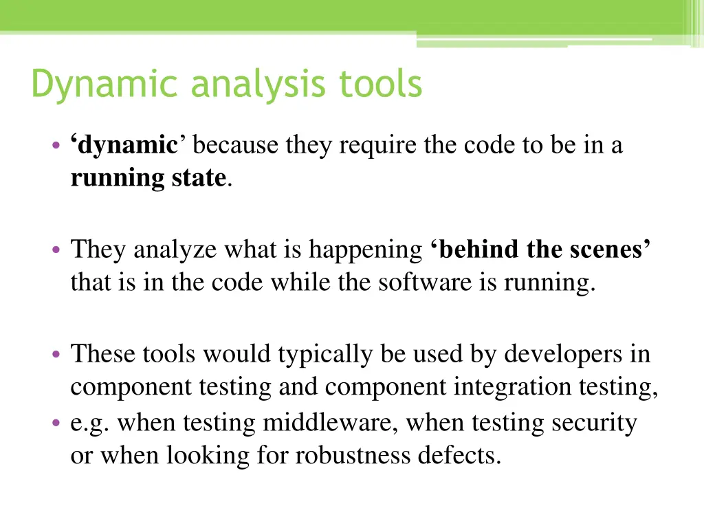 dynamic analysis tools